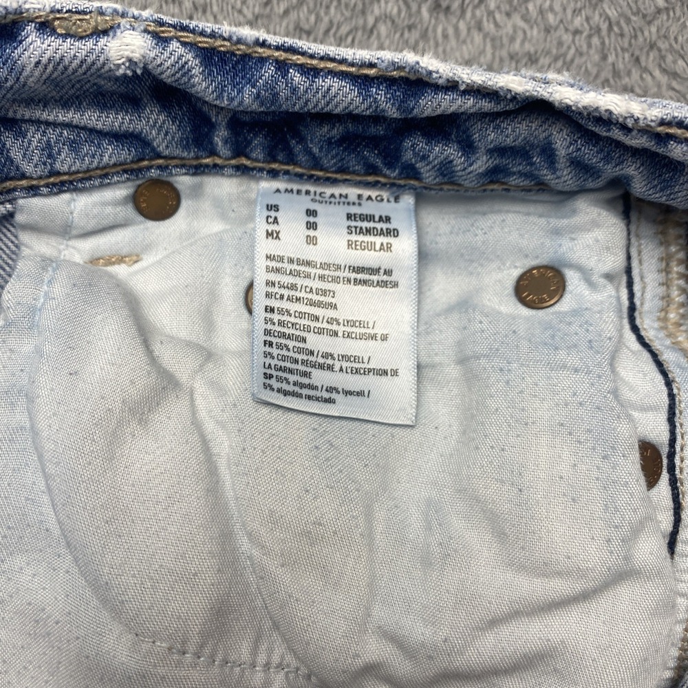 American Eagle Jeans Womens Size 0 Blue Super High Rise Baggy Wide Leg, Denim - Picture 14 of 16